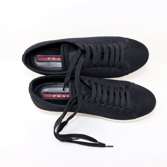 Prada 41 Black Sneaker Mesh Knit Fabric 3E6187 - Picture 10 of 12